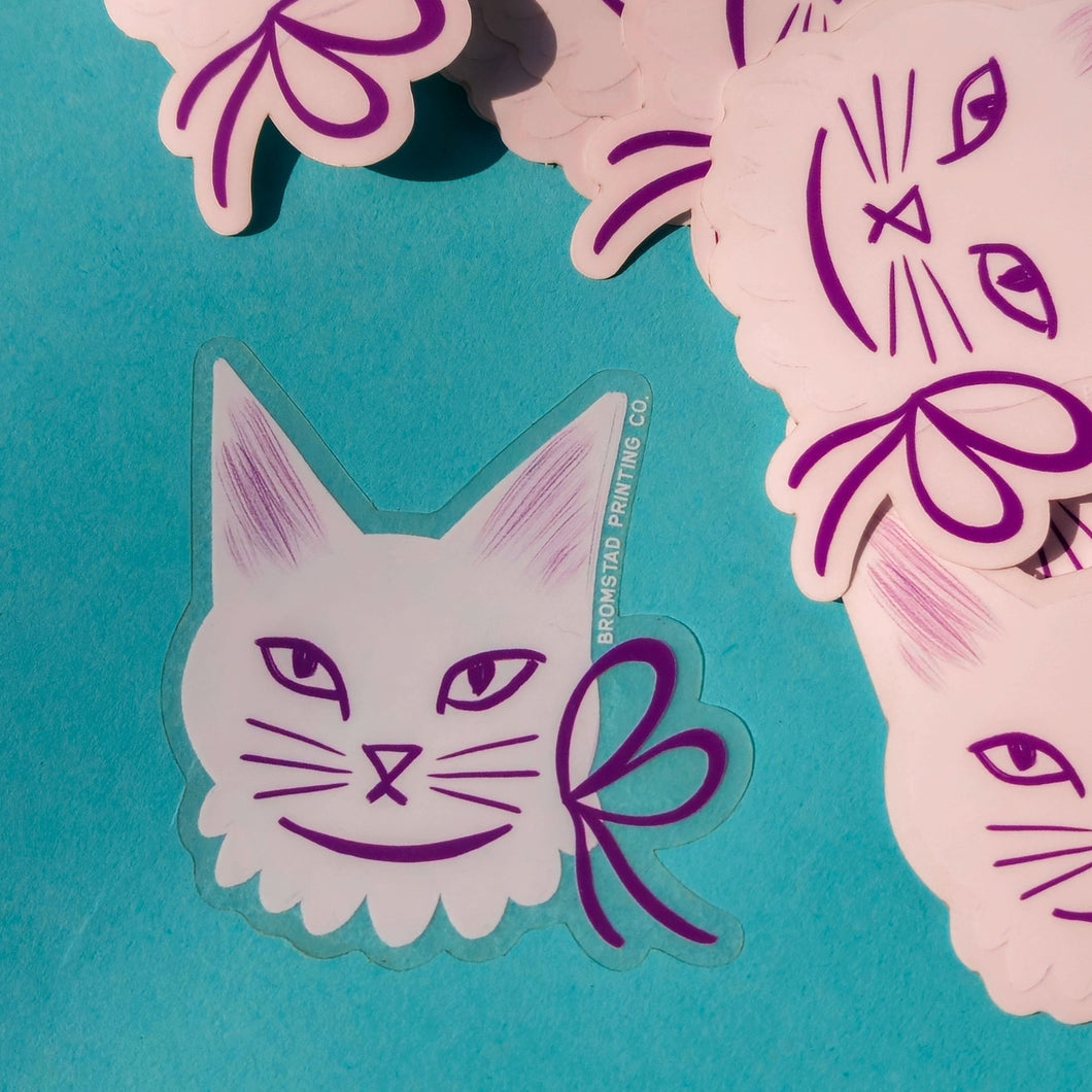 Ribbon Cat Clear Sticker - Tigertree