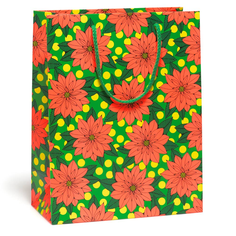Big Poinsettia Holiday Gift Bag- Large