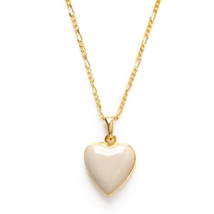 Large Enamel Heart Locket- Beige