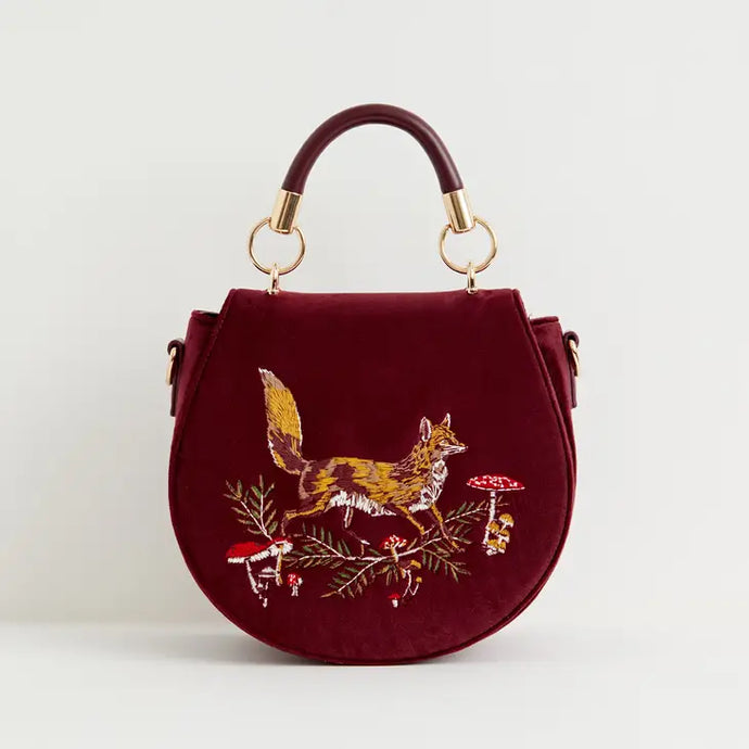 Fox & Mushroom Embroidered Saddle Bag - Tigertree