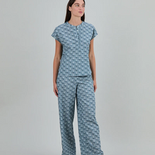 Load image into Gallery viewer, Asis Percales Wide Leg Pant - Blue Daisy

