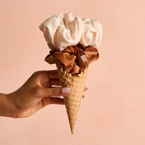 Oversized Scrunchie - Cream and Camel