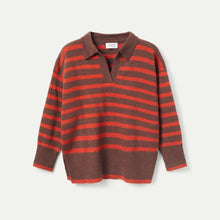 Load image into Gallery viewer, Brown &amp; Orange Striped Sweater
