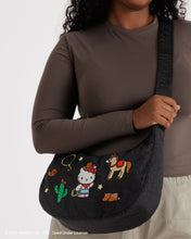 Load image into Gallery viewer, Medium Nylon Crescent Bag- Embroidered Hello Kitty Western
