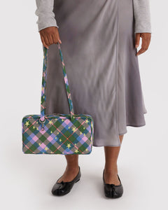 Nylon Bowler Bag- Green Star Plaid