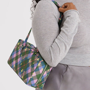 Nylon Bowler Bag- Green Star Plaid