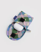 Load image into Gallery viewer, Puffy Earbud Case- Green Star Plaid
