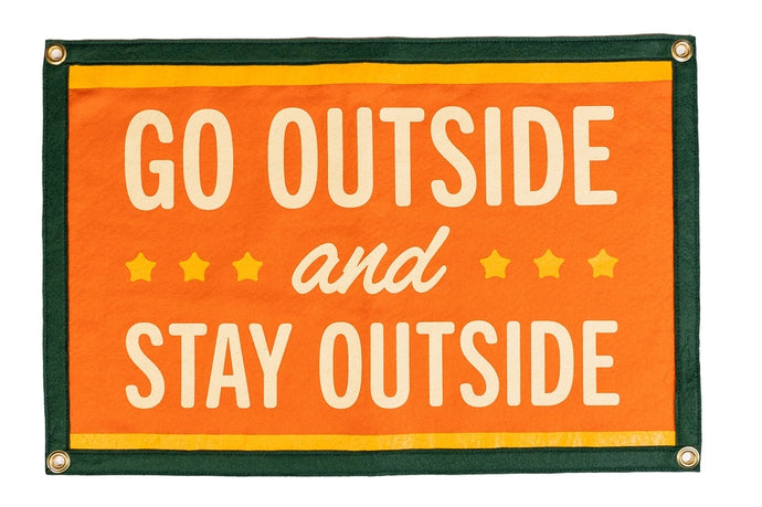 Go Outside Stay Outside Camp Flag - Tigertree