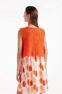 Laurel Tie Front Vest- Orange - Tigertree