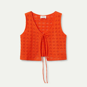 Laurel Tie Front Vest- Orange - Tigertree