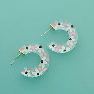 Acrylic Flower Hoops - Pink