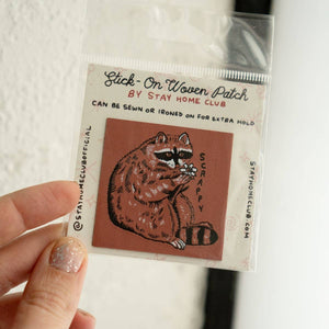 Scrappy Raccoon Woven Sticky Patch