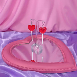 Heart Lolli Earrings Red