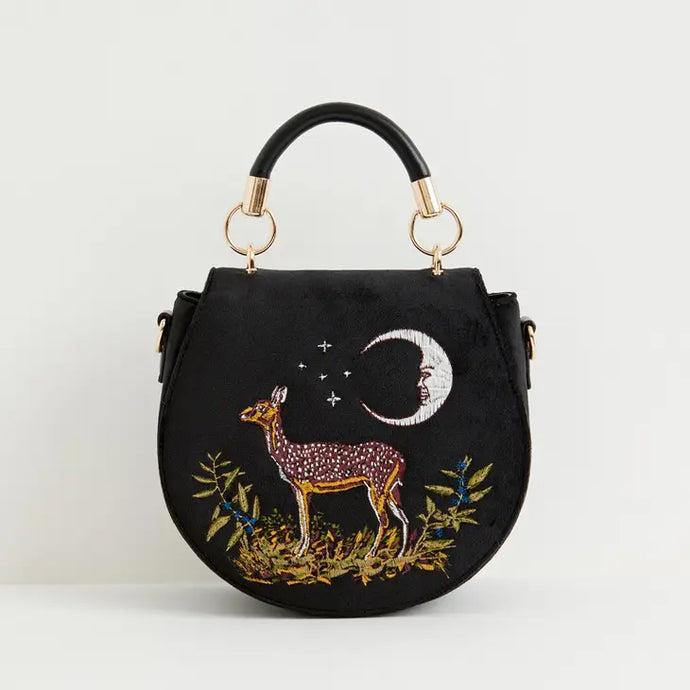 Deer & Moon Embroidered Saddle Bag - Tigertree