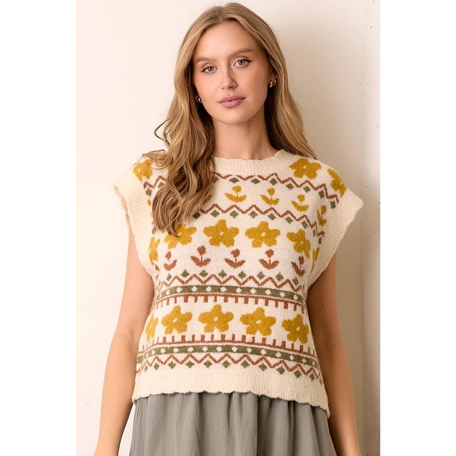 Daisy Knit Sweater Vest - Tigertree