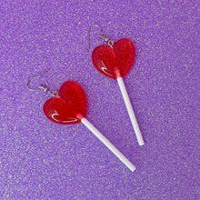 Load image into Gallery viewer, Heart Lolli Earrings Red
