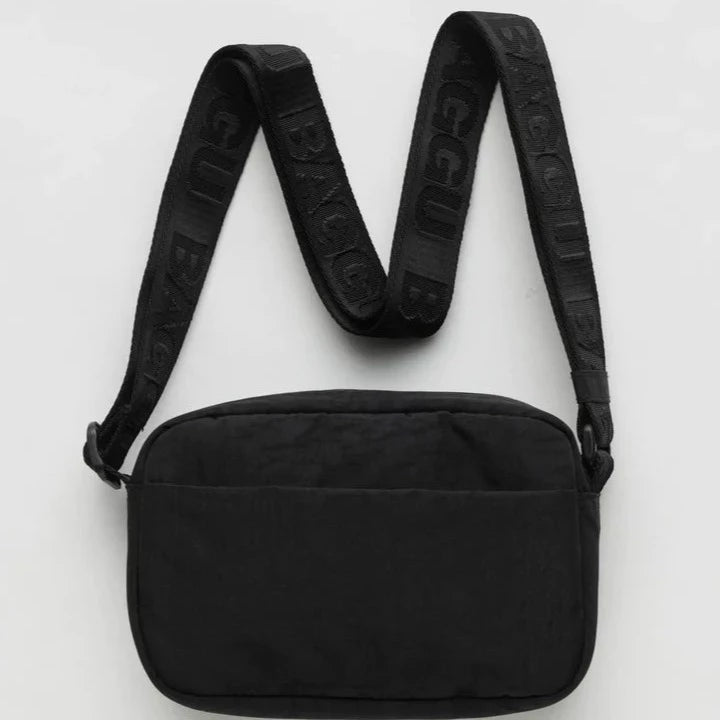 Black Webbed Shoulder Strap Cross Body Camera Bag