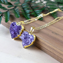 Load image into Gallery viewer, Amethyst Druzy Heart Necklace - Tigertree
