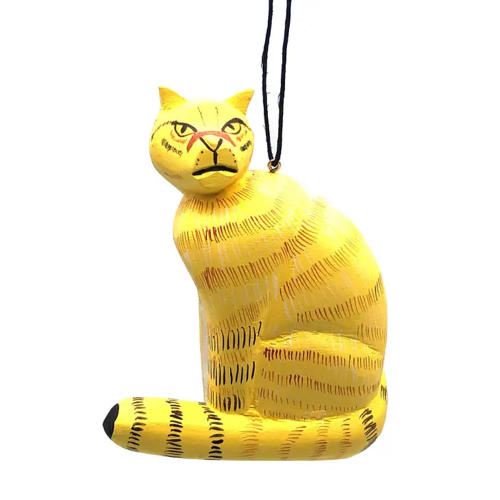 Yellow Cat Balsa Ornament - Tigertree