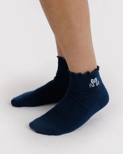 Load image into Gallery viewer, Lettuce Edge Sock Set of 2- Mahogany + Navy Icons
