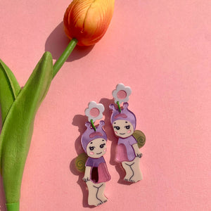 Shelly Snail Dangle Stud Earrings
