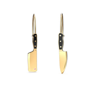 Chef's Knife & Cleaver Gold Earrings