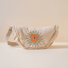 Load image into Gallery viewer, Nylon Embroidered Sling Bag- Stone
