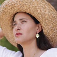 Load image into Gallery viewer, Monstera Drop Earrings - 14k Gold Plated
