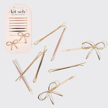 Load image into Gallery viewer, Metal Enamel Cloud + Bow Bobby Pin Set of 8
