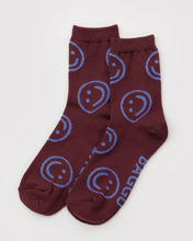 Load image into Gallery viewer, Crew Sock- Mahogany Happy
