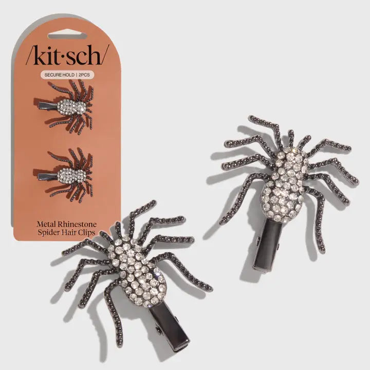 Metal Rhinestone Hair Clip - Spider