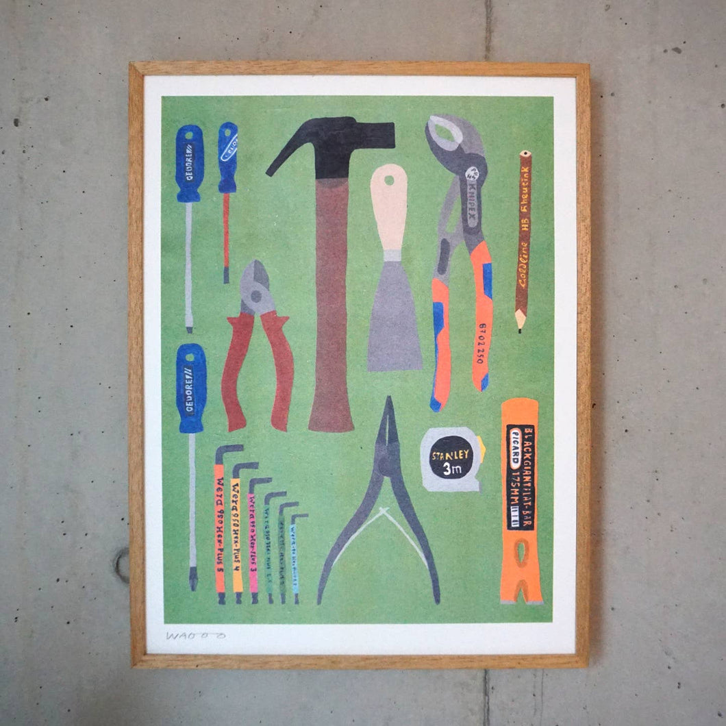 Some Tools From Our Toolbox Risograph Print- 12x16 - Tigertree