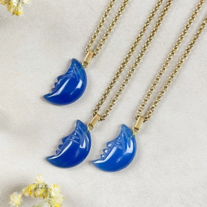 Blue Onyx Crescent Moon Necklace - Tigertree