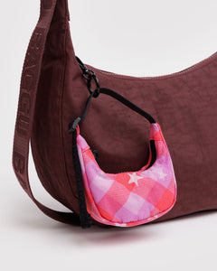 Crescent Bag Charm- Pink Star Plaid