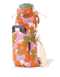 Crossbody Drink Pouch - Retro Floral Pink