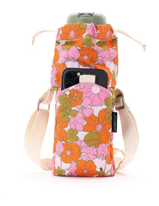 Crossbody Drink Pouch - Retro Floral Pink