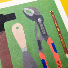 Load image into Gallery viewer, Some Tools From Our Toolbox Risograph Print- 12x16 - Tigertree
