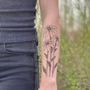 Coneflower Temporary Tattoo Two Pack - Tigertree