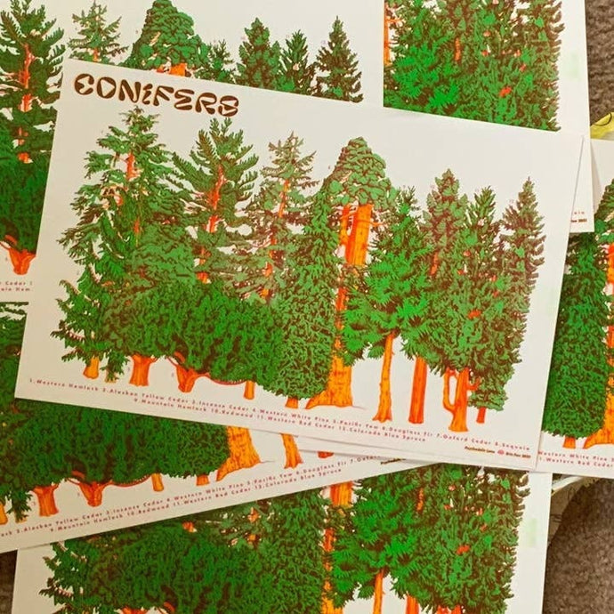 Conifer Tree Risograph Poster - Tigertree