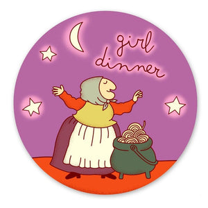 Girl Dinner Grandma Witch Sticker