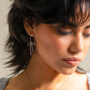 Bad to the Bow Earrings- Silver - Tigertree