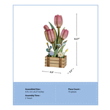 Load image into Gallery viewer, DIY Wooden Puzzle Kit - Pink Tulip Bloom Set - Tigertree
