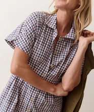 Load image into Gallery viewer, Arden Mini Shirt Dress - Blue &amp; Lavender Plaid
