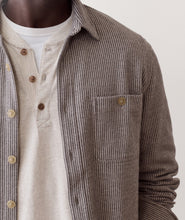 Load image into Gallery viewer, Pacifica Stretch Twill Overshirt - Grey Railroad Stripe
