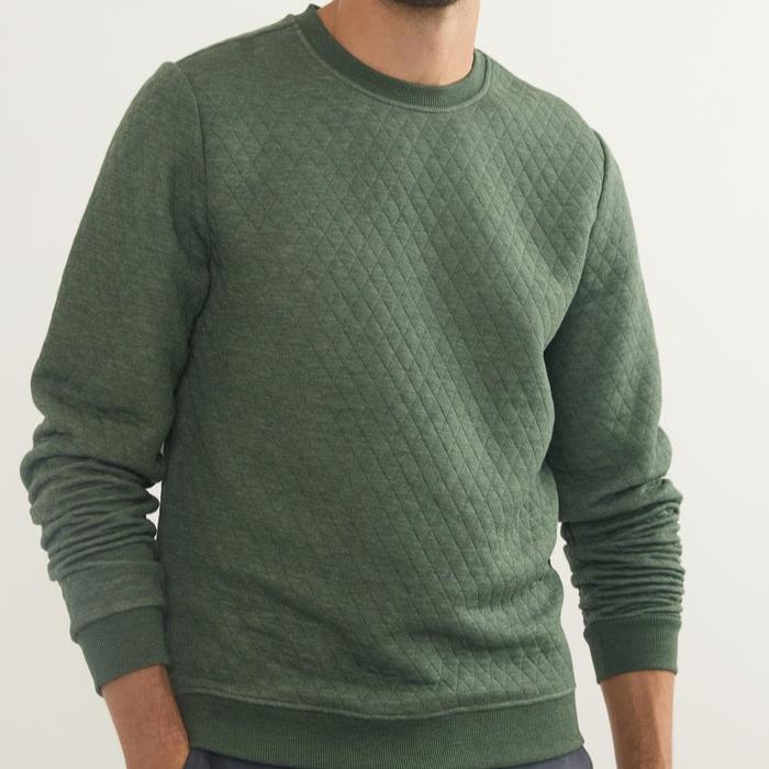 Corbet Quilted Crewneck- Olive - Tigertree