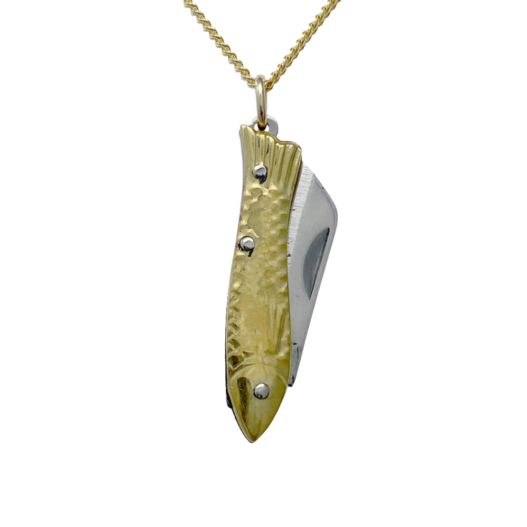 18k Gold Fish Knife Necklace