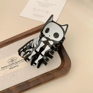 Cat Skeleton Hair Clip