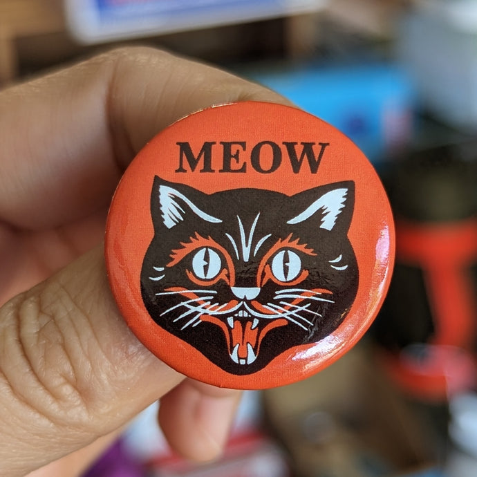 MEOW Black Cat Button - Tigertree