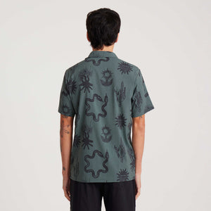 Bless Up Trail Button Up Shirt- Forest