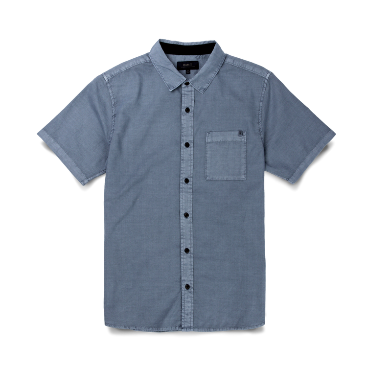 Made to Fade Short Sleeve Button Up Shirt- Washed Slate